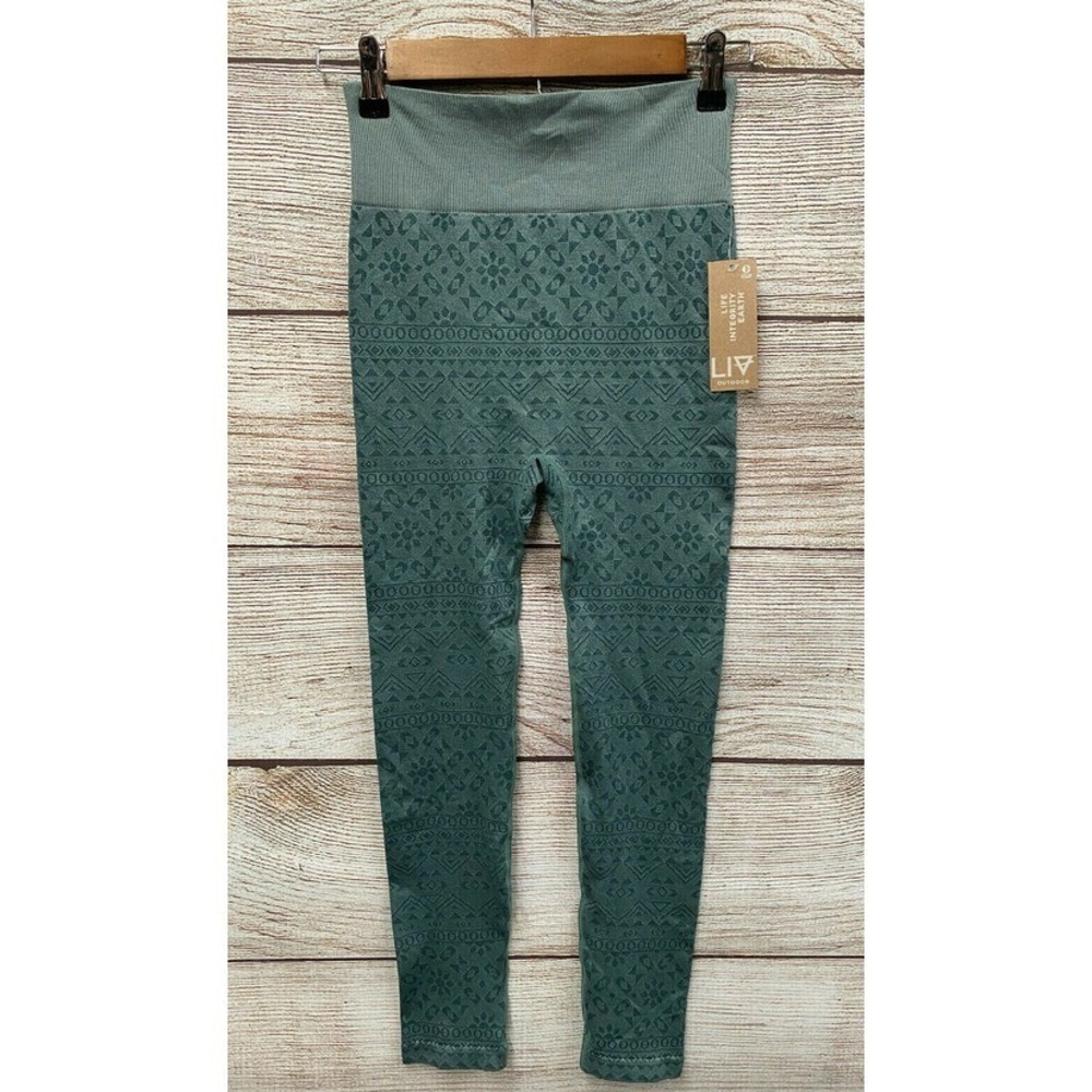 Leggings Life Integrity Earth Live Outdoors Women Medium Green Crop Leggings New